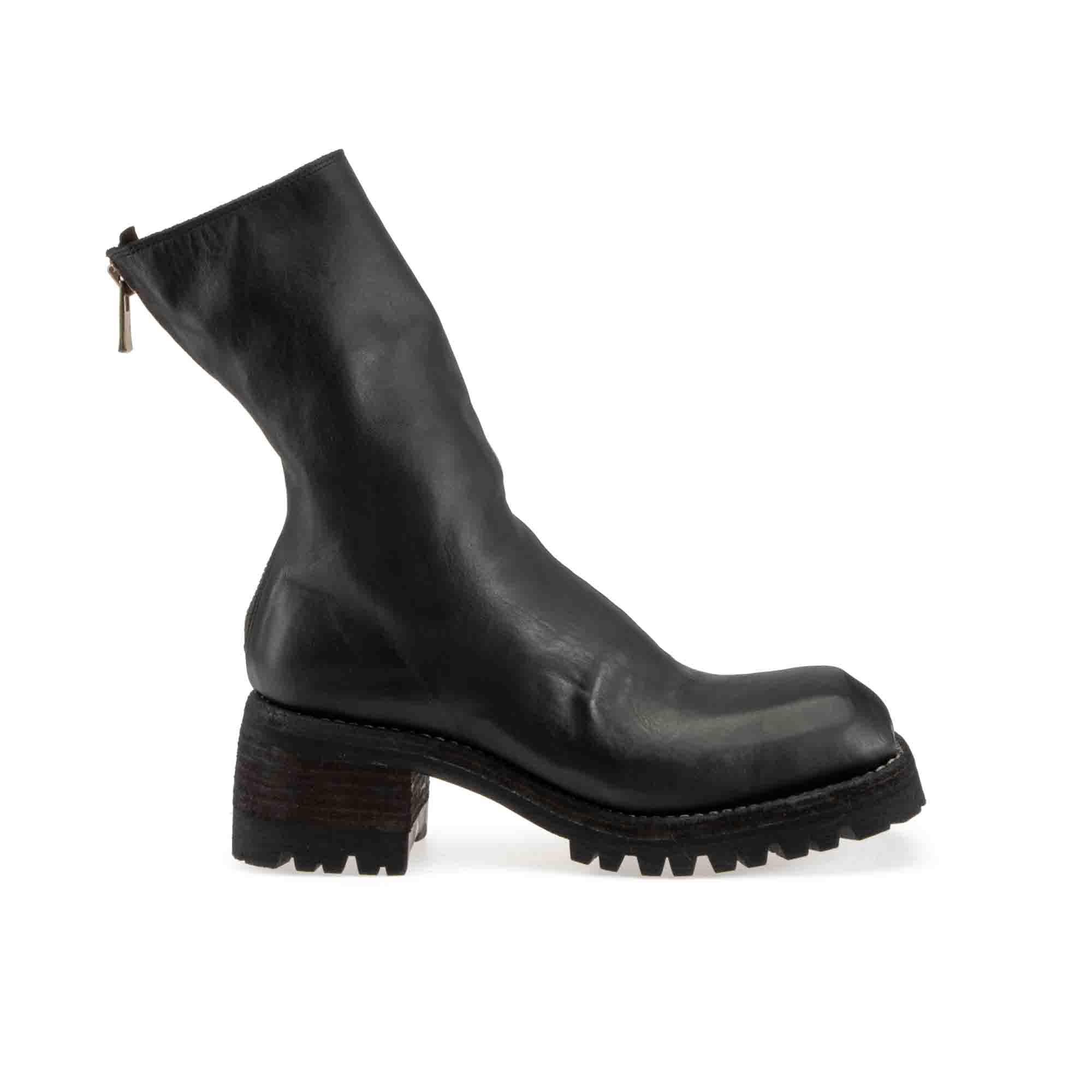 SQUARE TOE BACK ZIP MID BOOTS – GUIDI