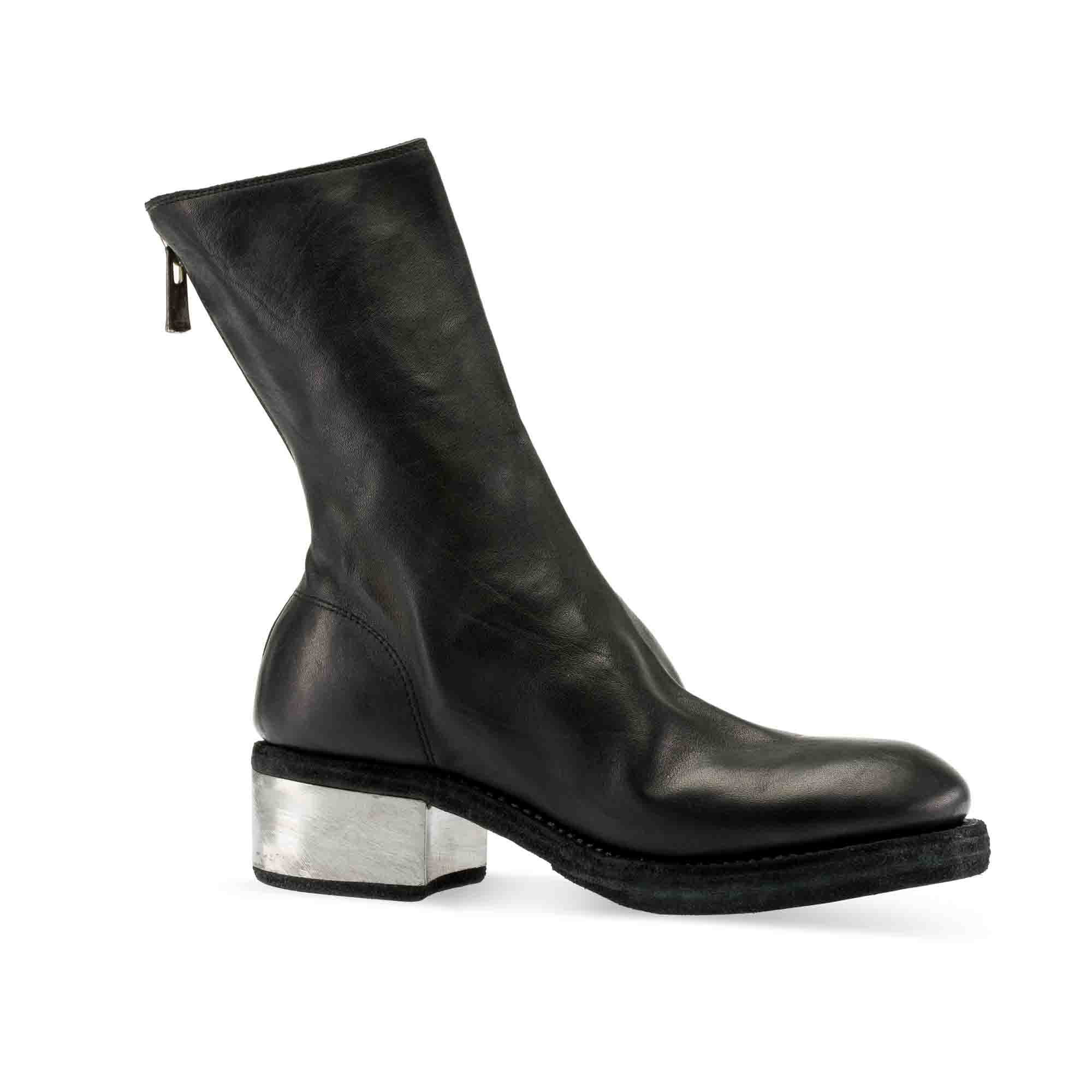 BACK ZIP MID BOOTS, METAL HEEL – GUIDI