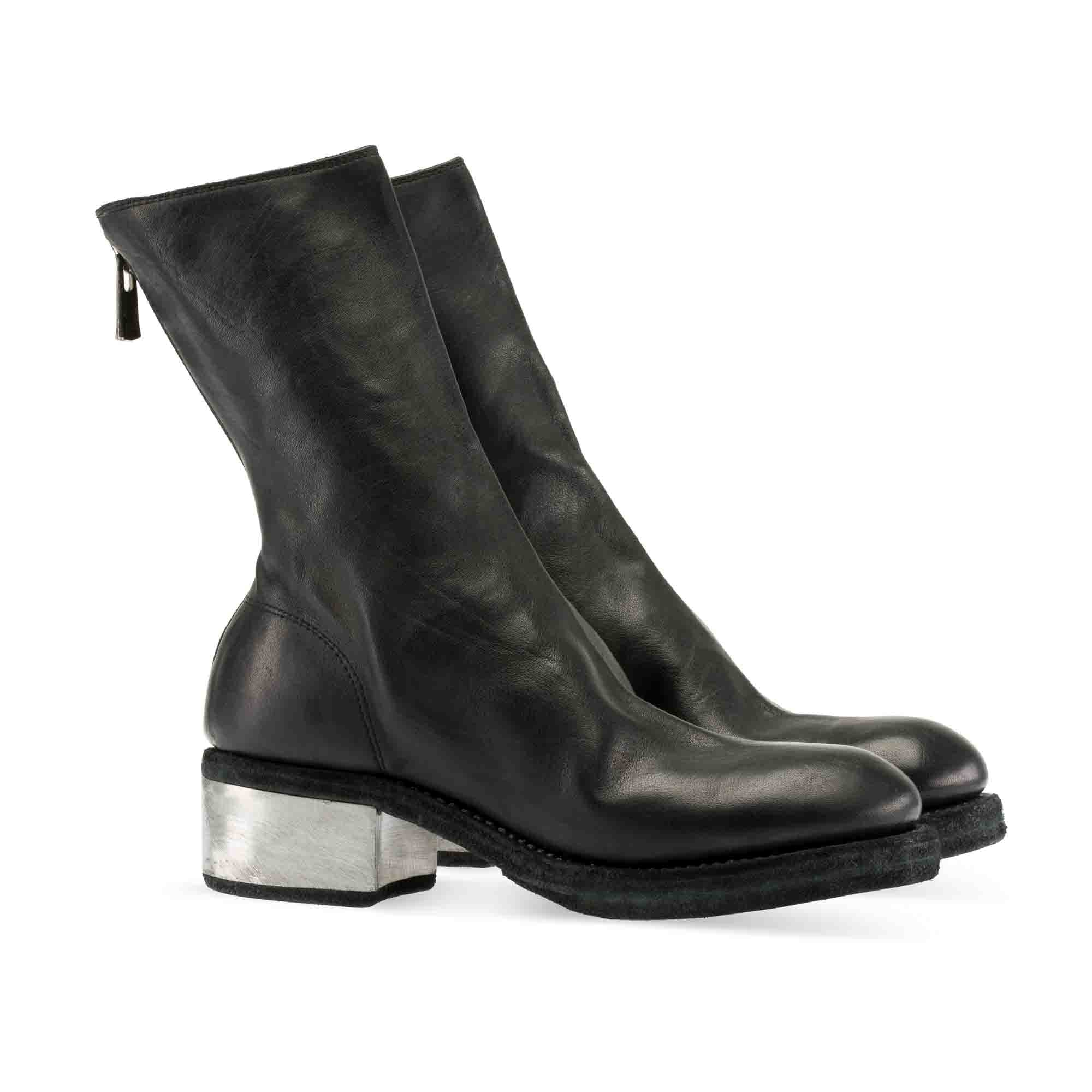 BACK ZIP MID BOOTS, METAL HEEL – GUIDI
