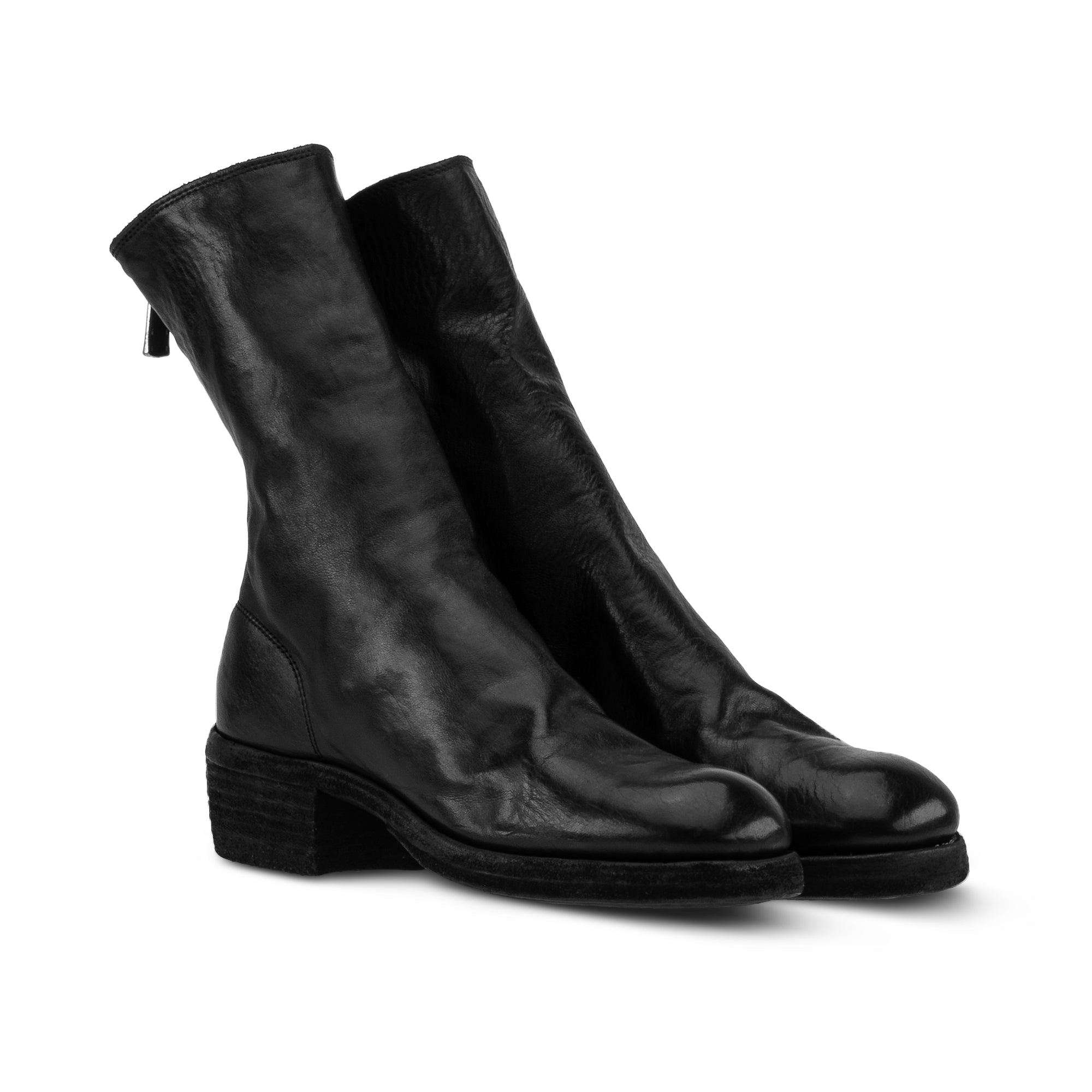 新品　Guidi バッグジップブーツ 788Z 38.5 ブラック GUIDI 788Z ブラック ホースグレイン バックジップ レザー レディース