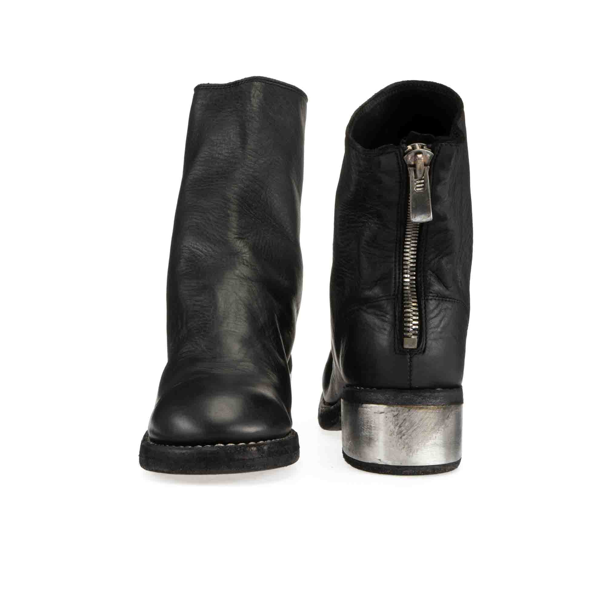 BACK ZIP BOOTS, METAL HEEL