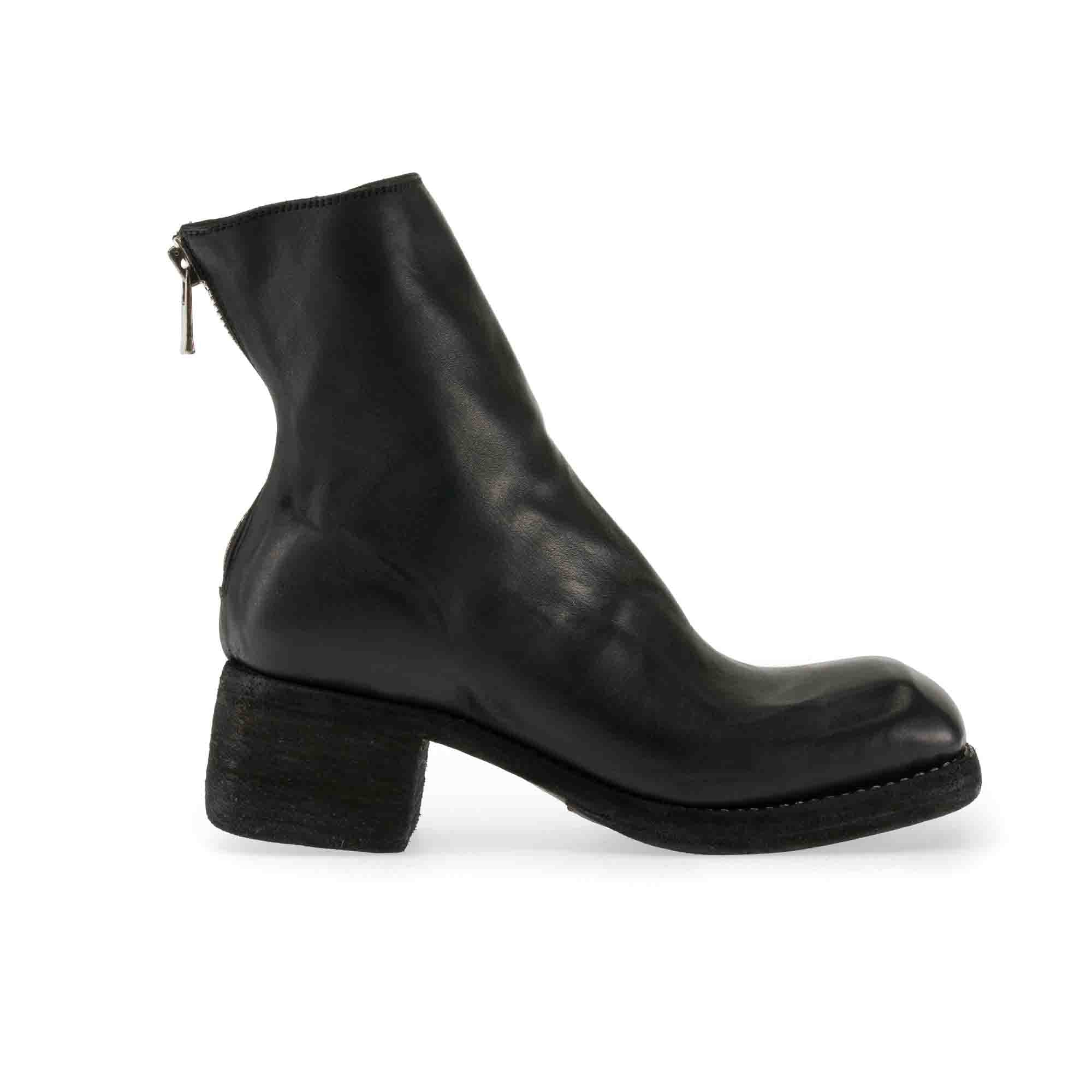 SQUARE TOE BACK ZIP BOOTS