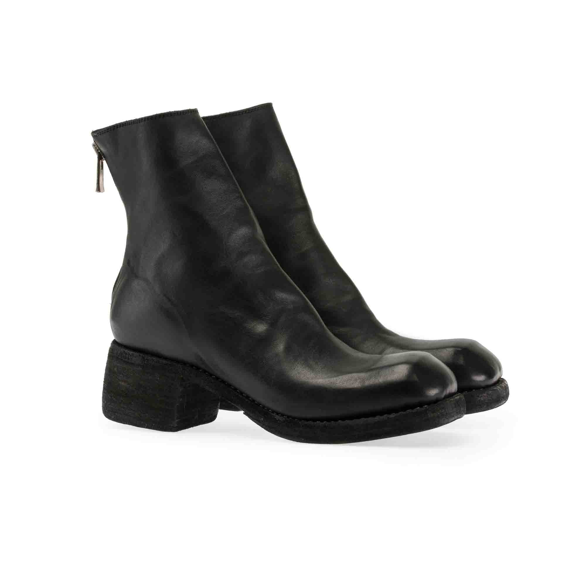 SQUARE TOE BACK ZIP BOOTS