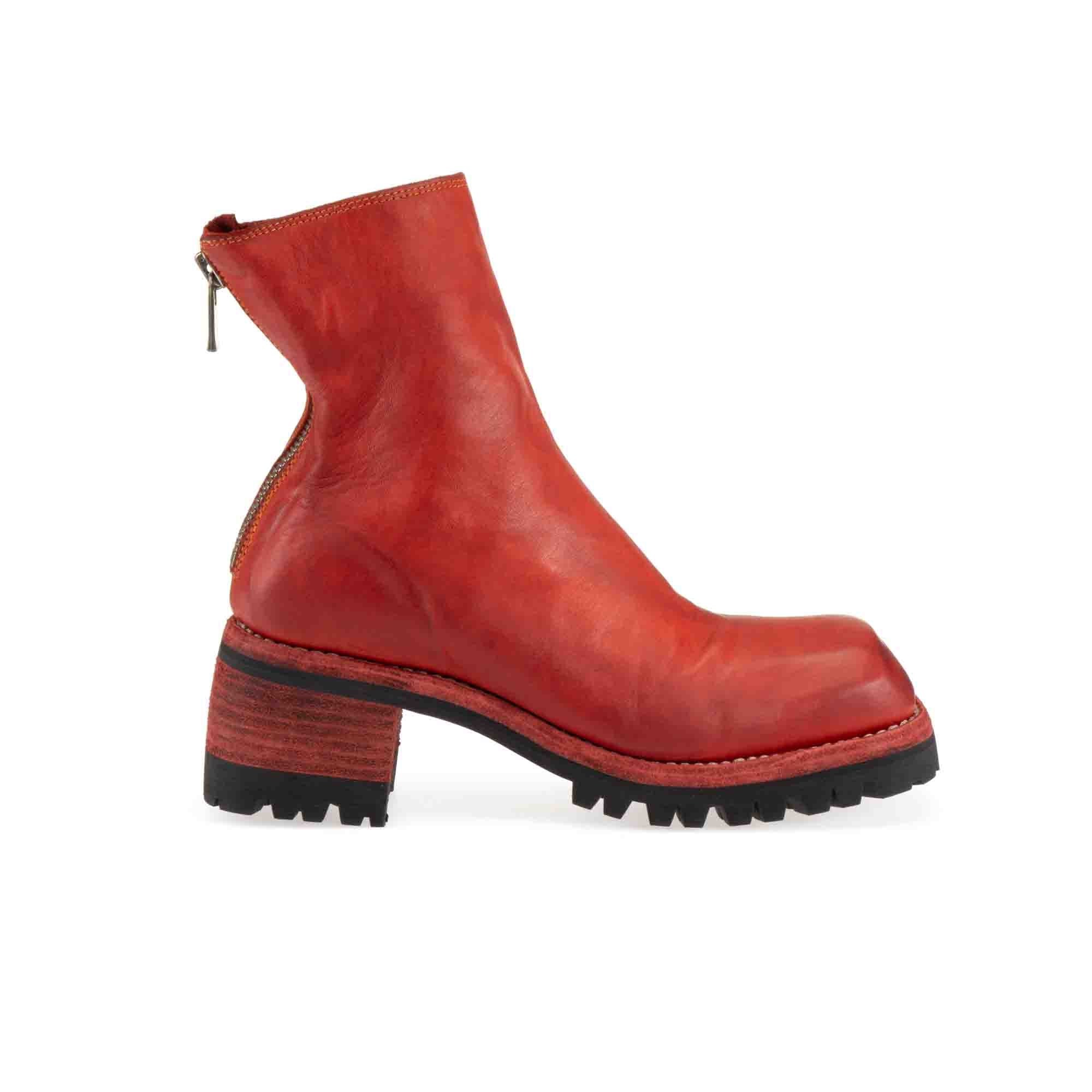 SQUARE TOE BACK ZIP BOOTS WITH VIBRAM