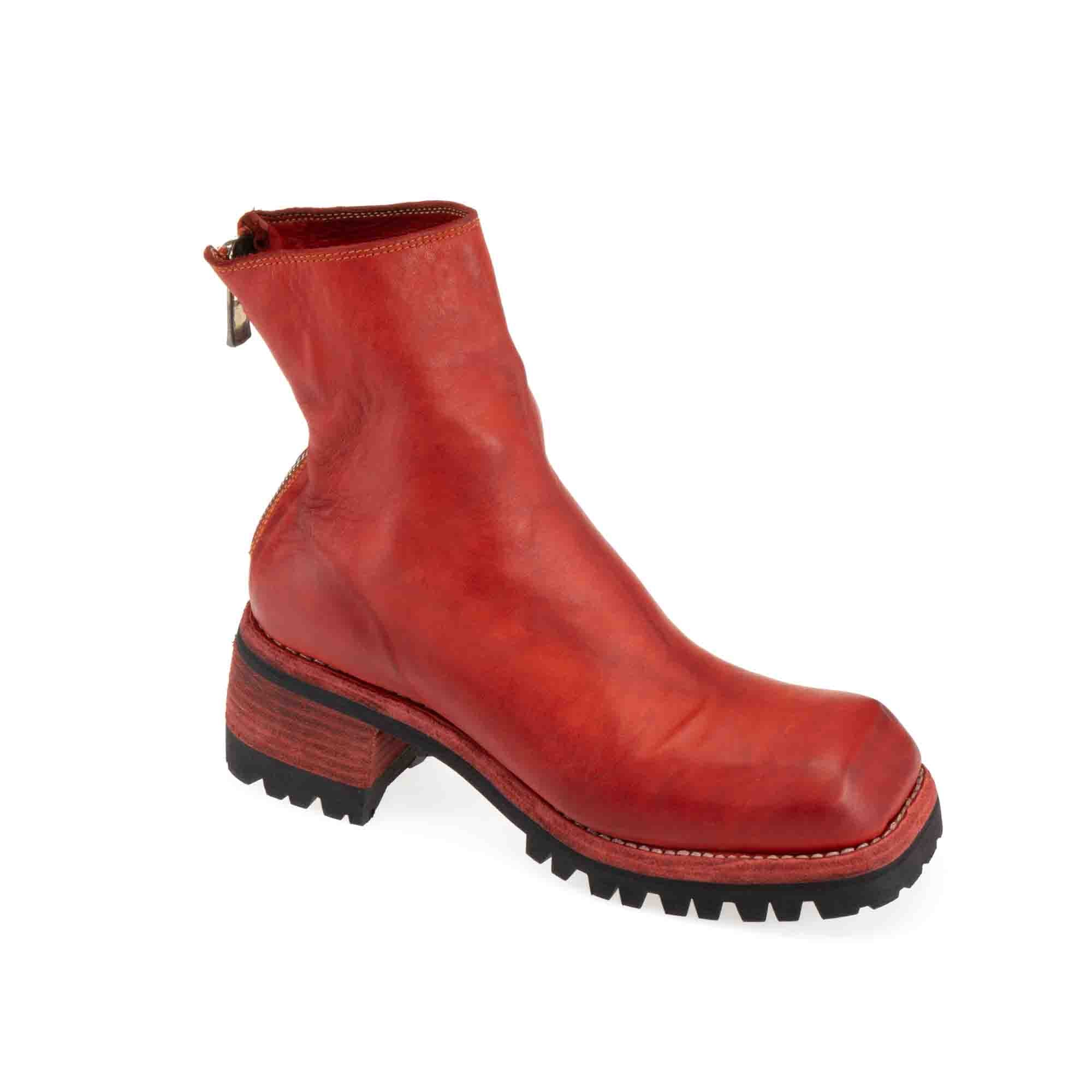 SQUARE TOE BACK ZIP BOOTS WITH VIBRAM