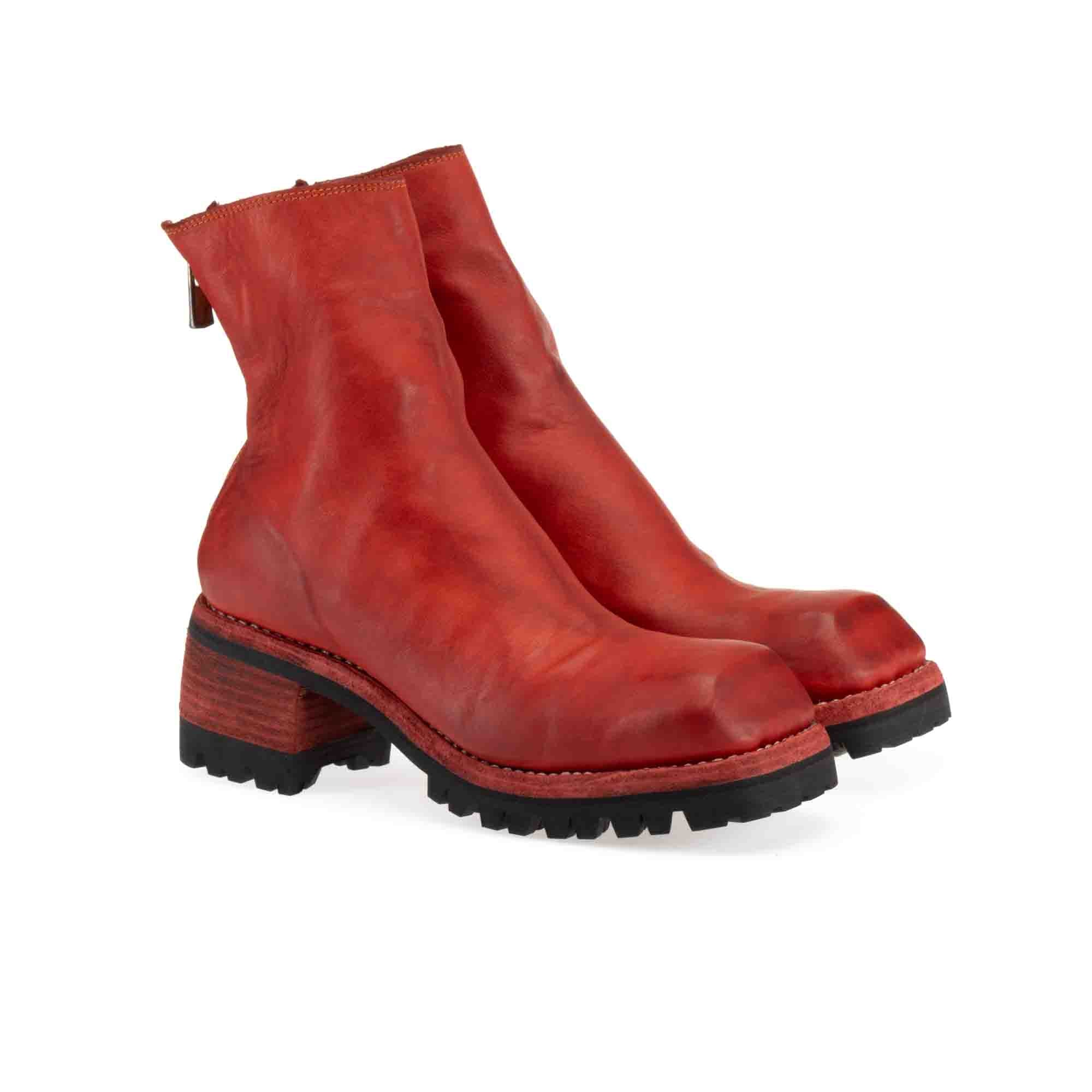 SQUARE TOE BACK ZIP BOOTS WITH VIBRAM