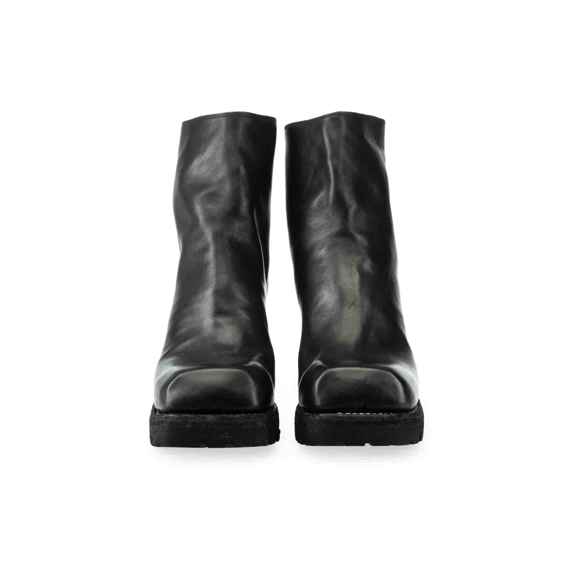 SQUARE TOE BACK ZIP BOOTS WITH VIBRAM