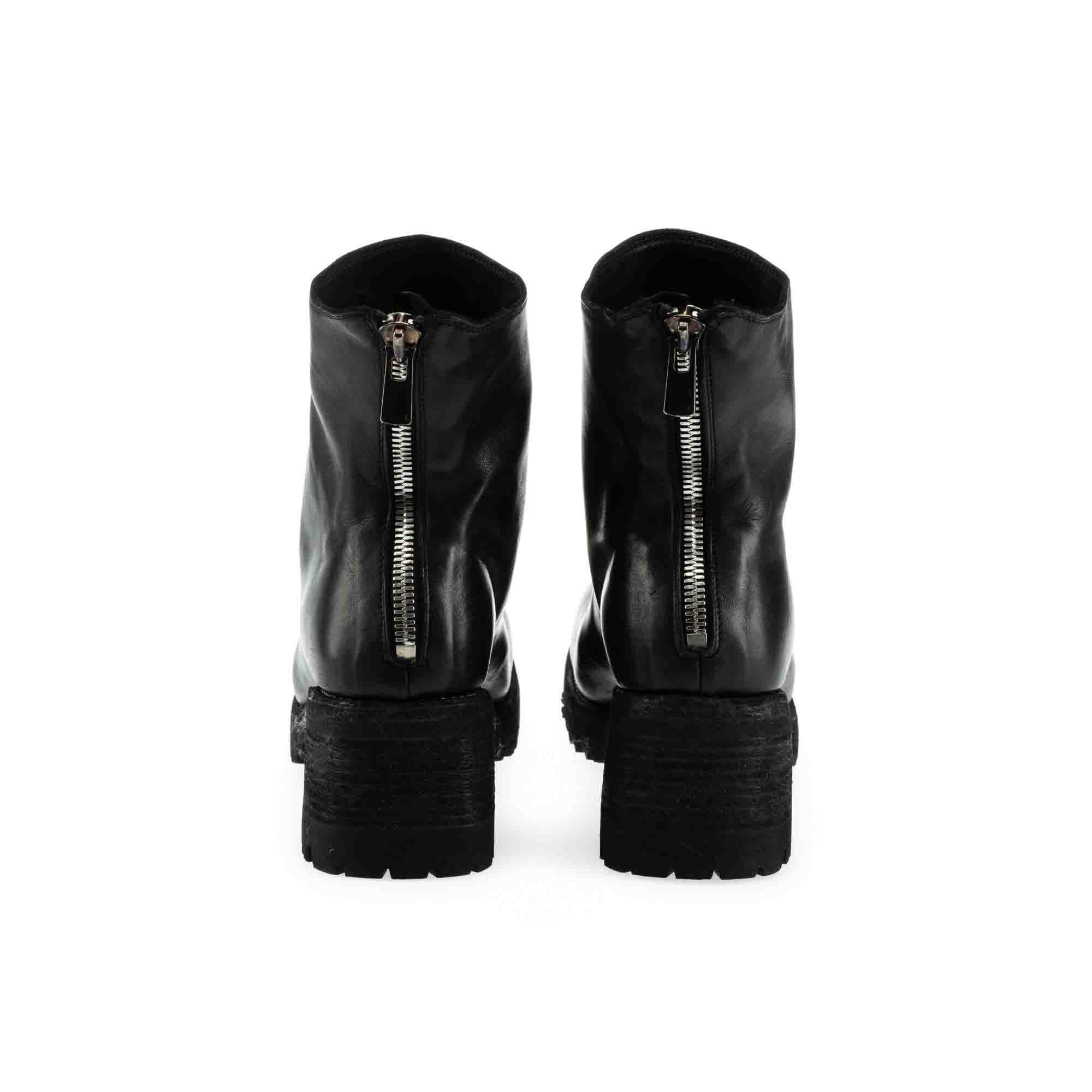 SQUARE TOE BACK ZIP BOOTS WITH VIBRAM