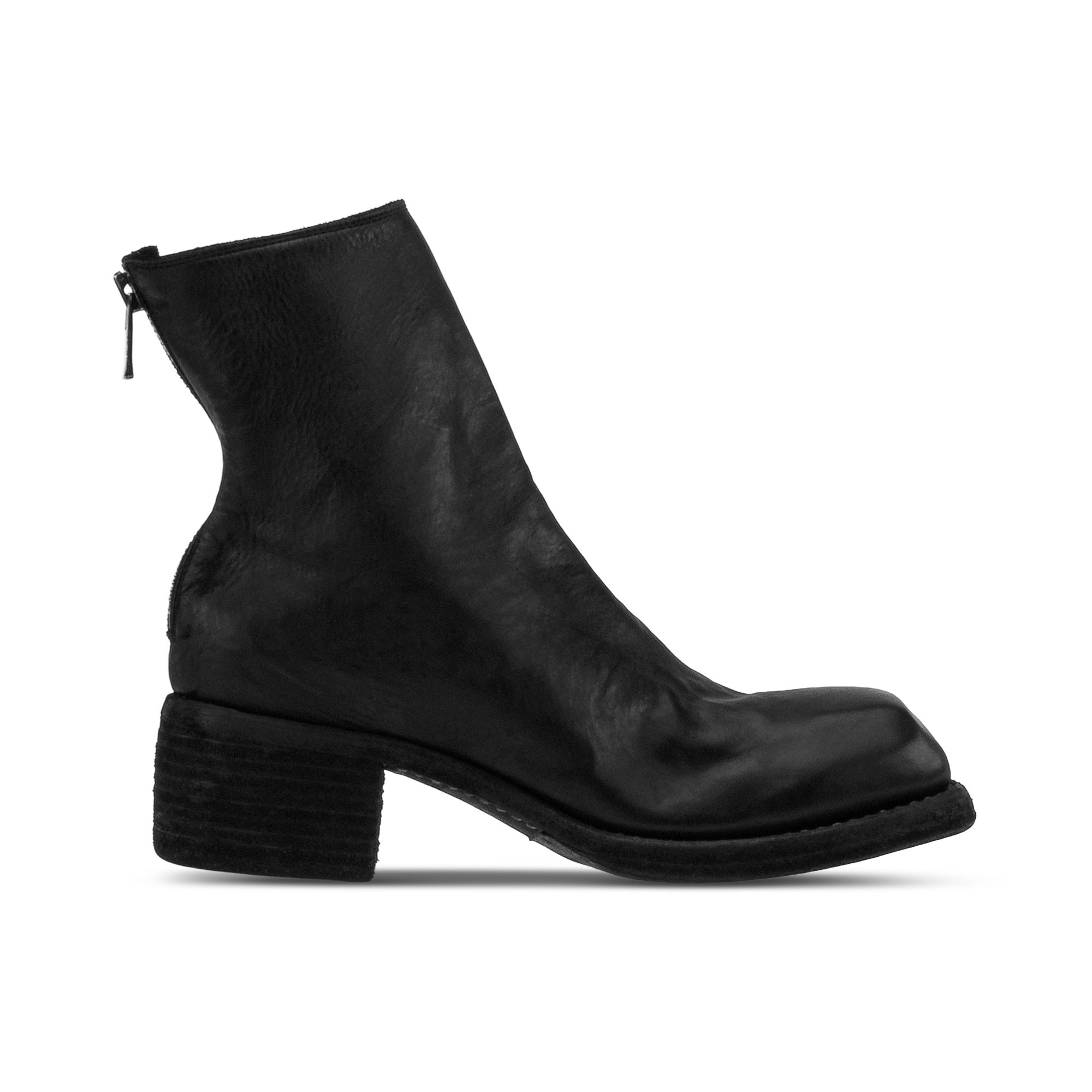 SQUARE TOE BACK ZIP BOOTS