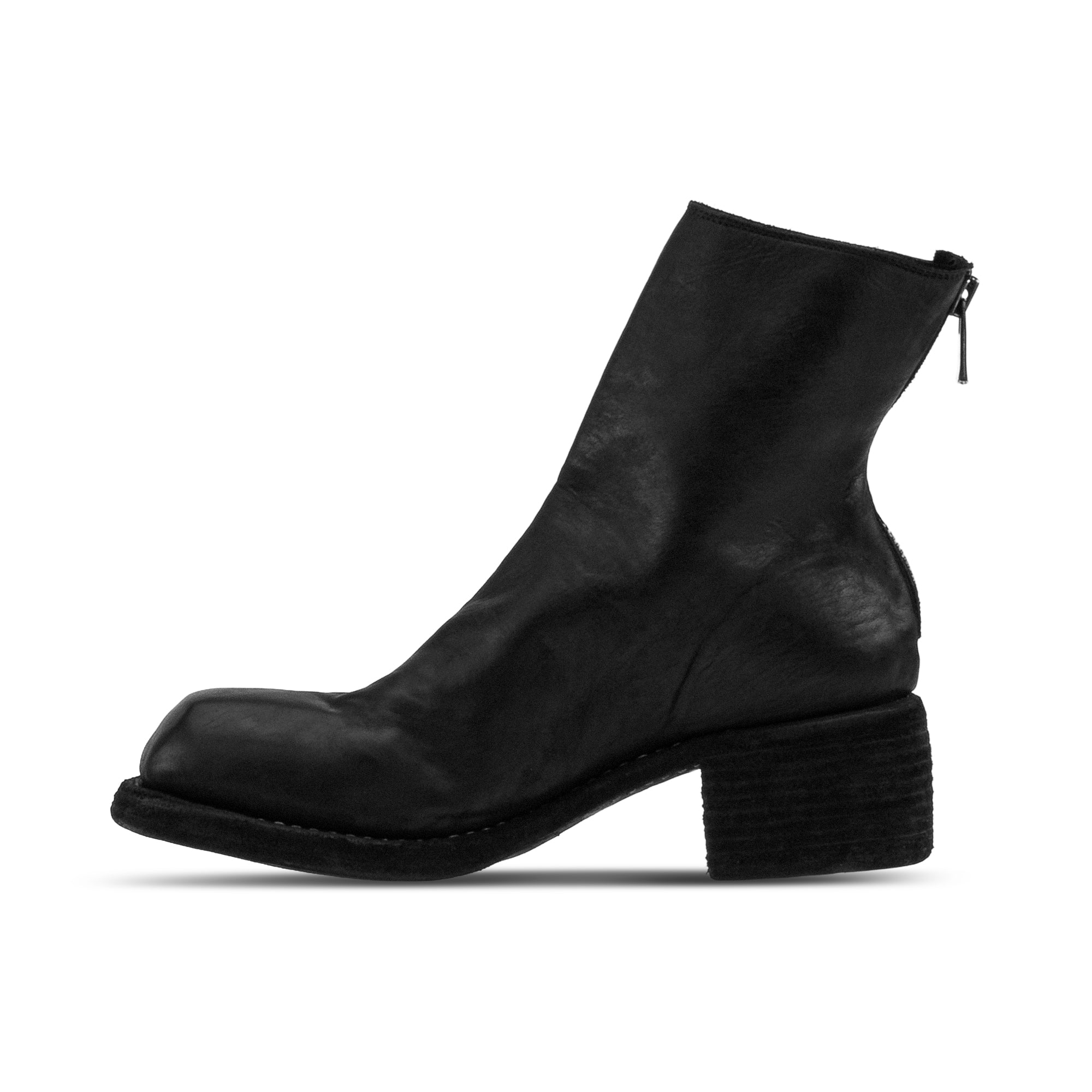 SQUARE TOE BACK ZIP BOOTS