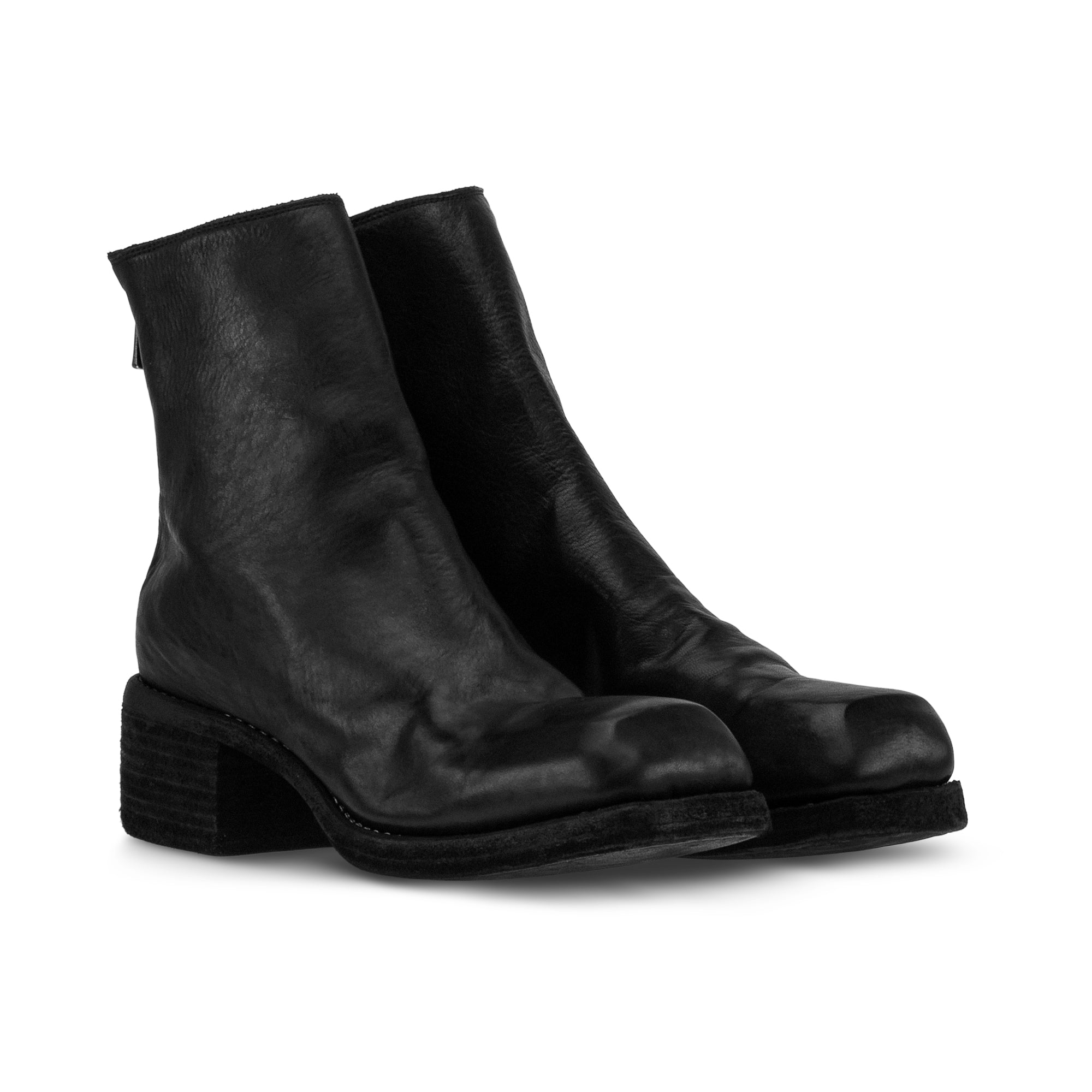 SQUARE TOE BACK ZIP BOOTS