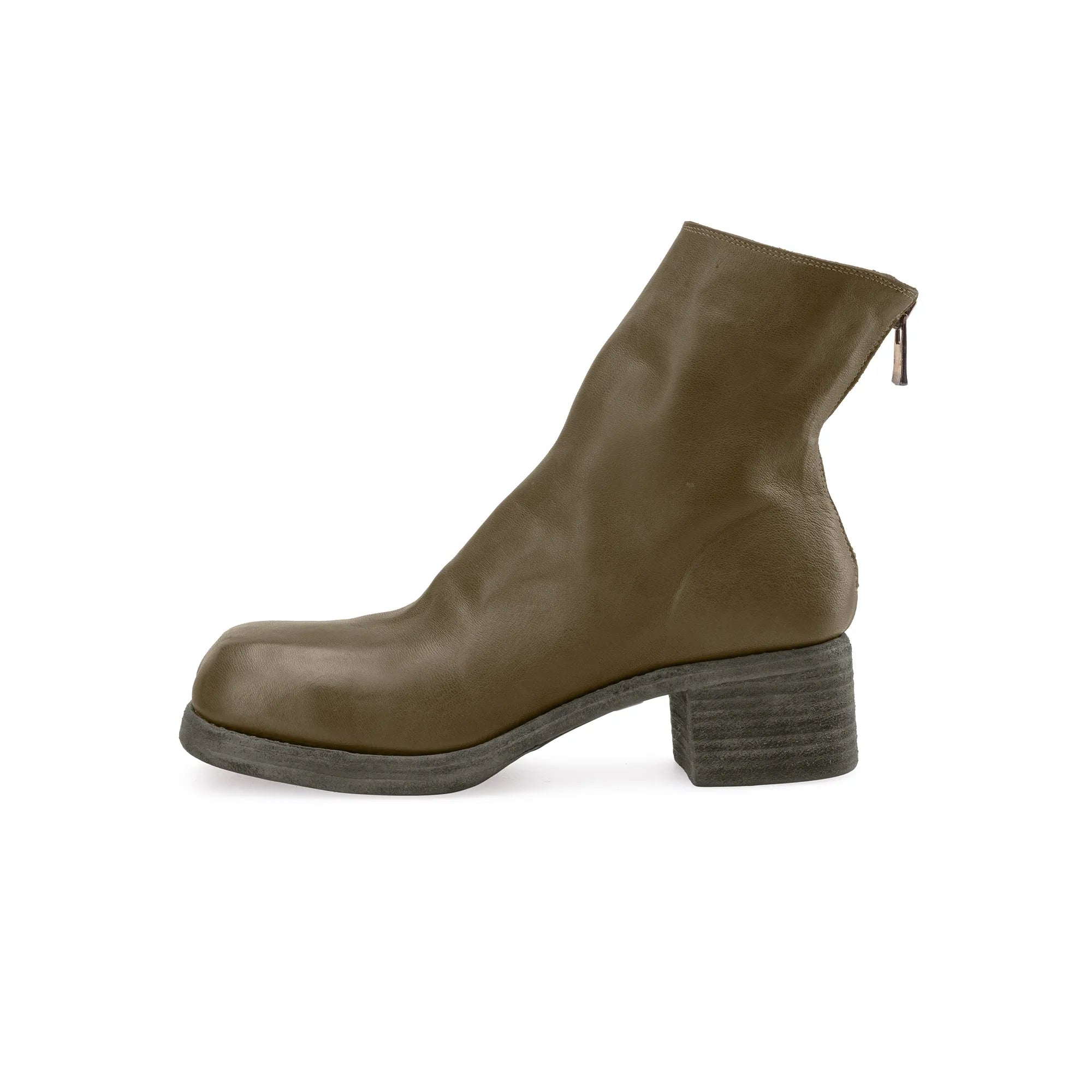 SQUARE TOE BACK ZIP BOOTS