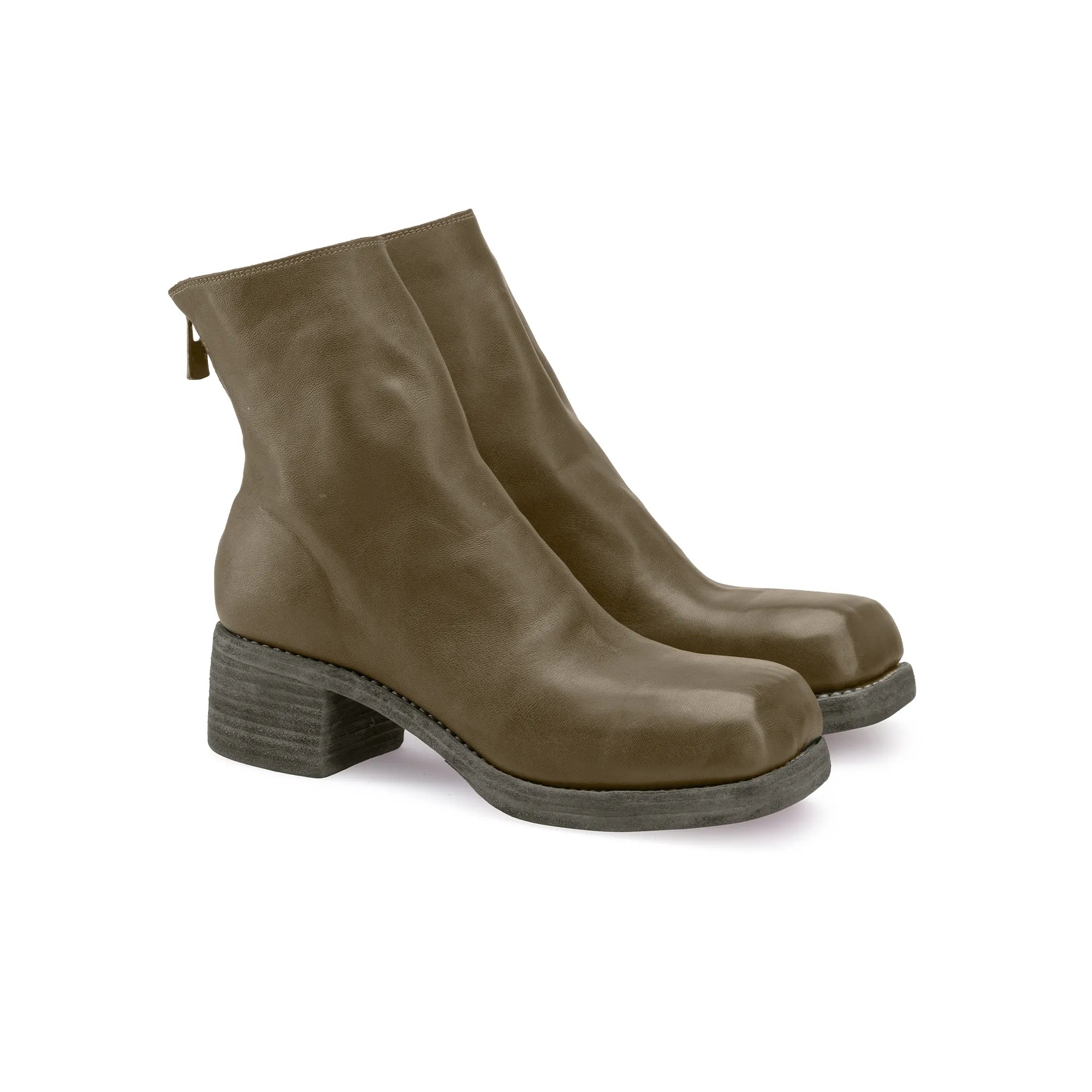 SQUARE TOE BACK ZIP BOOTS