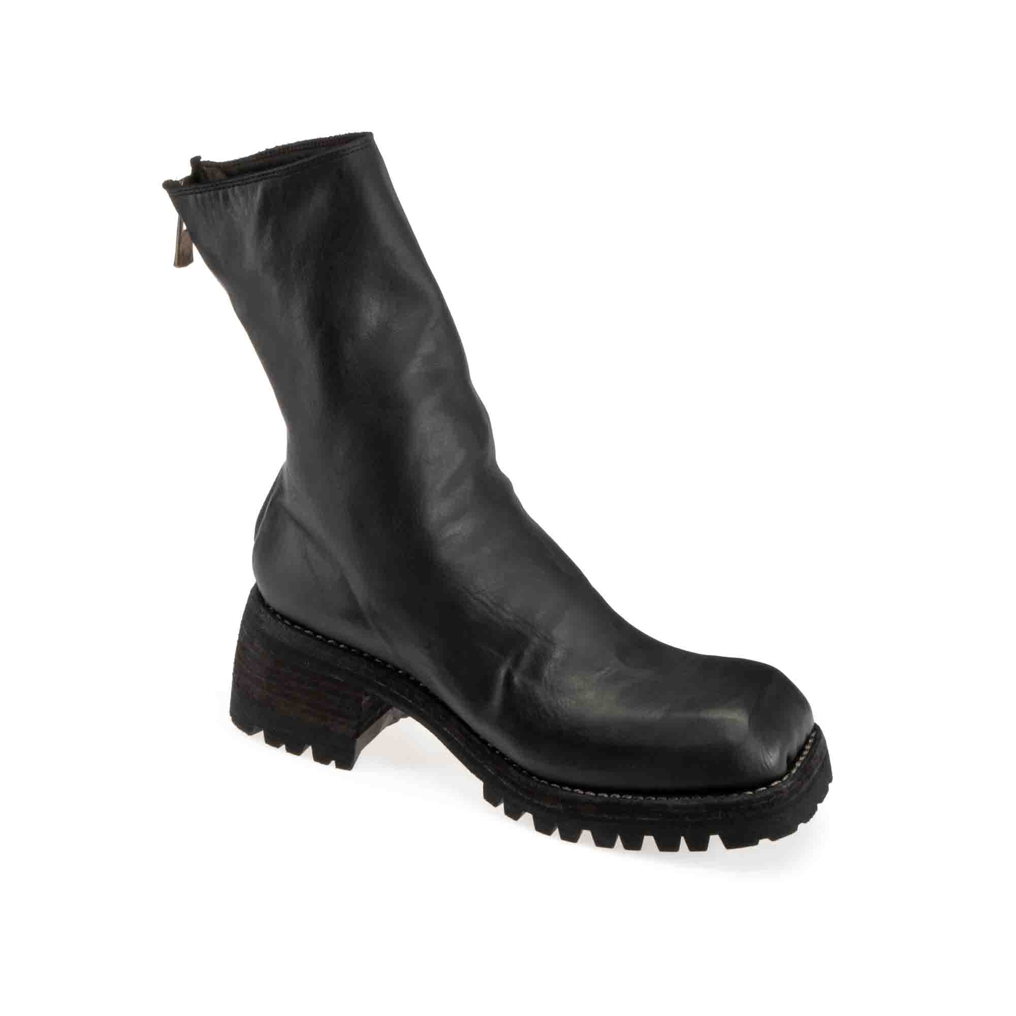 SQUARE TOE BACK ZIP MID BOOTS – GUIDI
