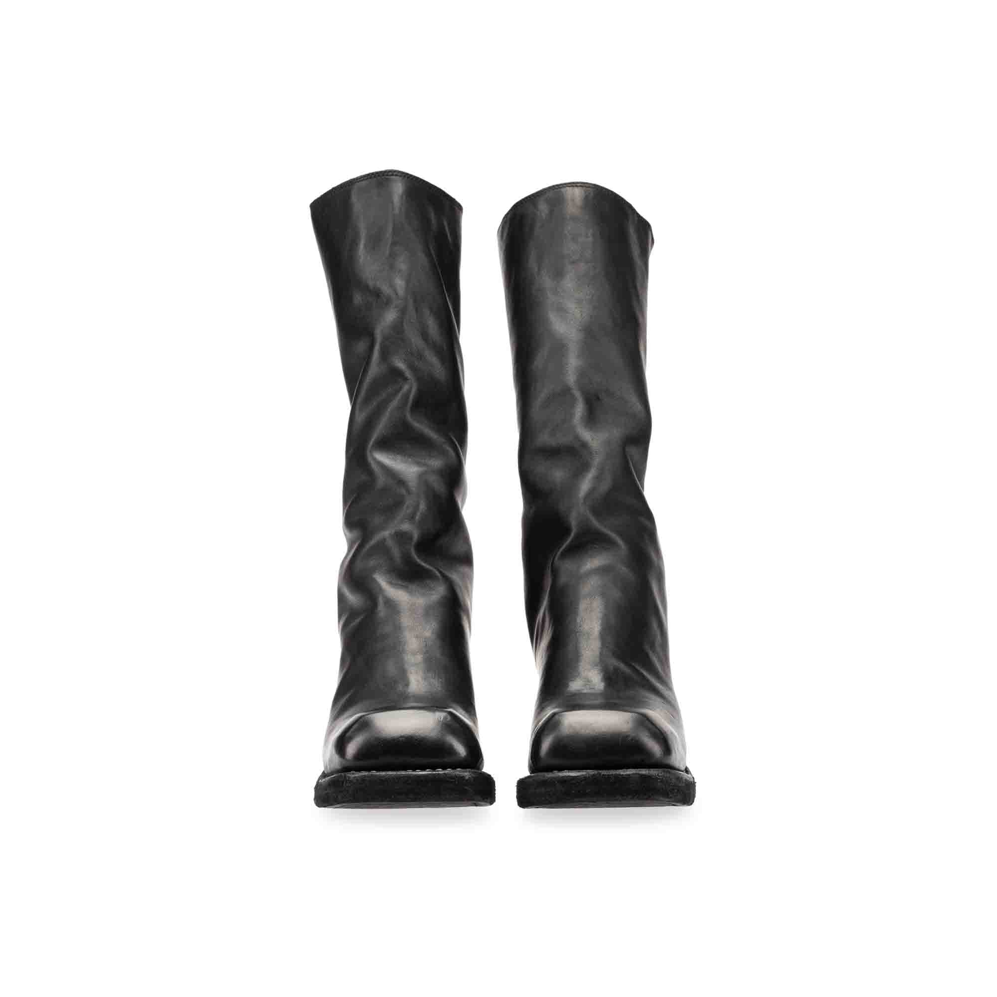 SQUARE TOE BACK ZIP HIGH BOOTS