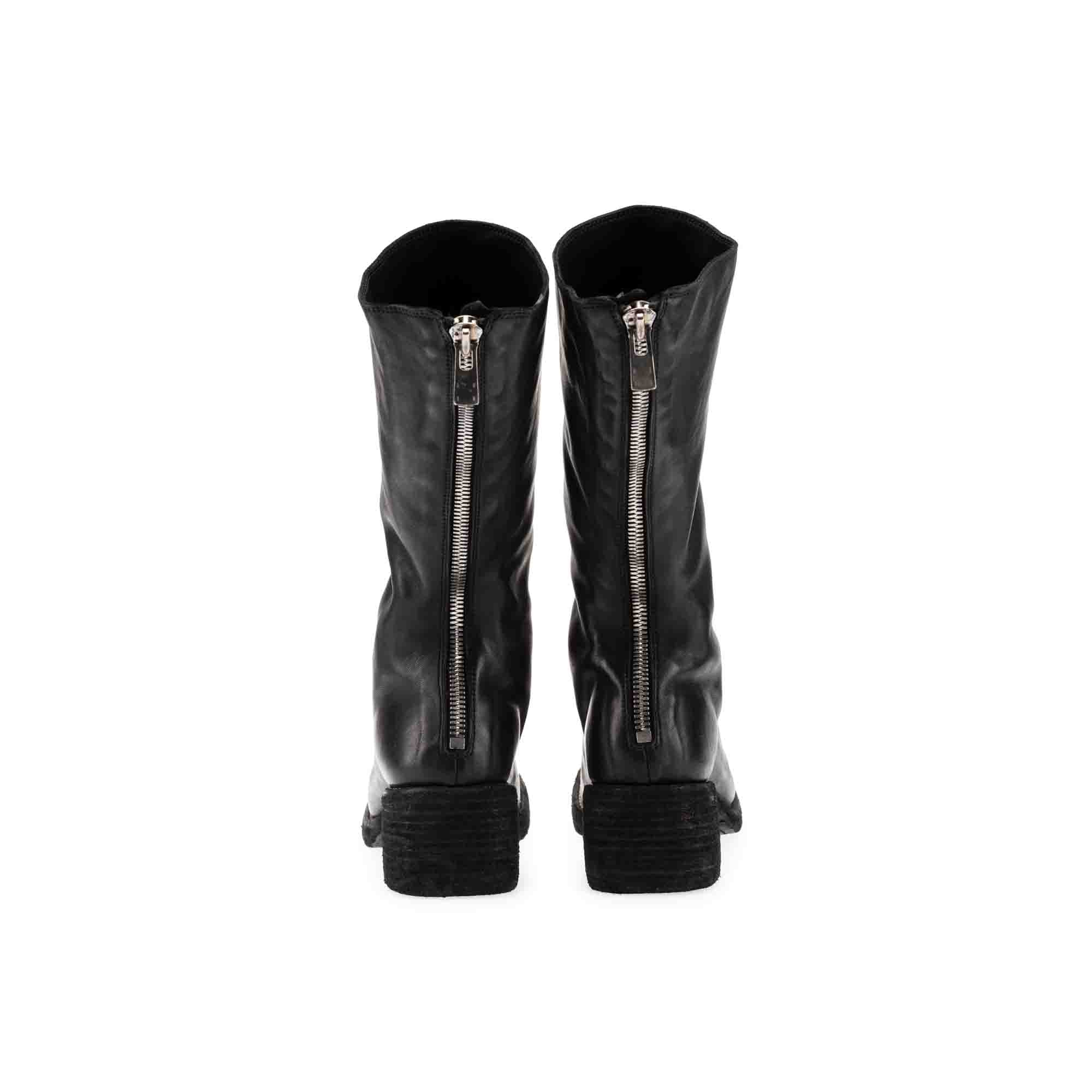 SQUARE TOE BACK ZIP HIGH BOOTS – GUIDI