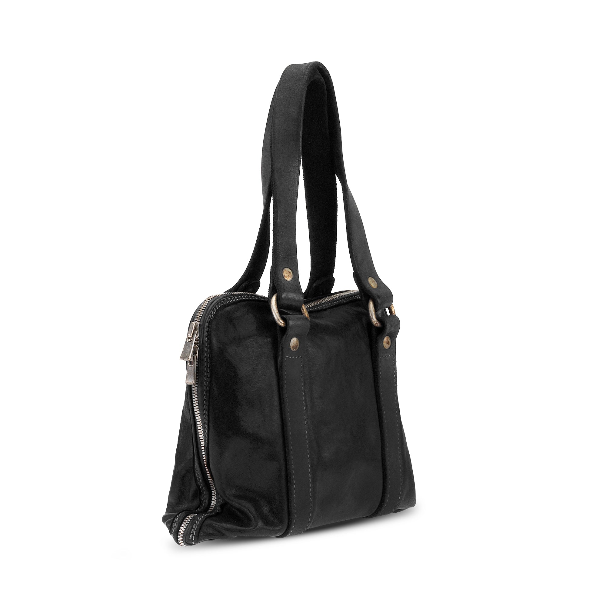 SMALL LEATHER HANDLE BAG – GUIDI