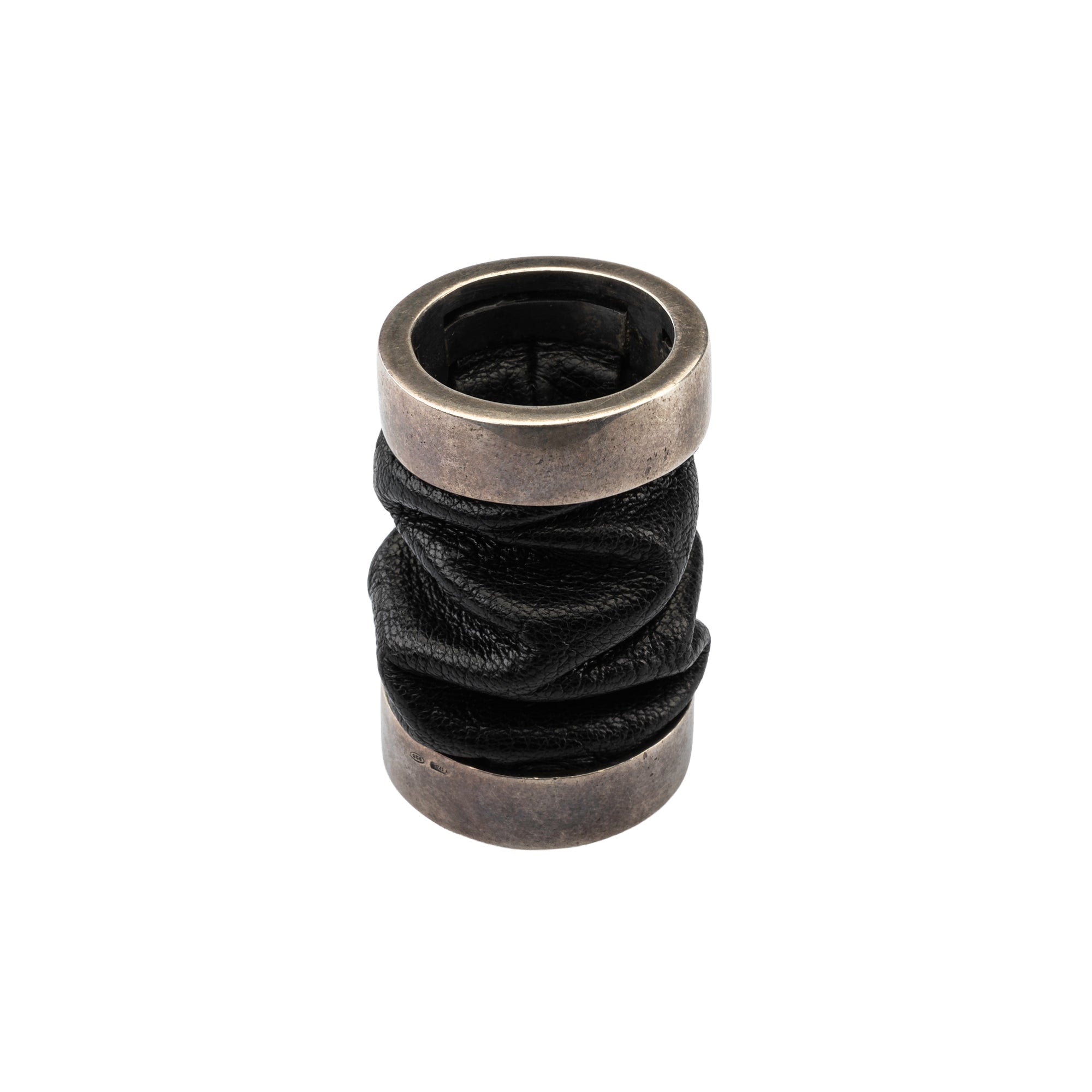 RING WITH LEATHER DETAILS – GUIDI
